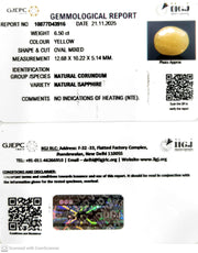 6.50/CT Natural Yellow Sapphire With Govt Lab Certificate (2331)